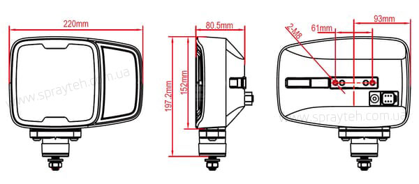 Розміри Ліхтар Led-фара Kramp LA10216HEAT