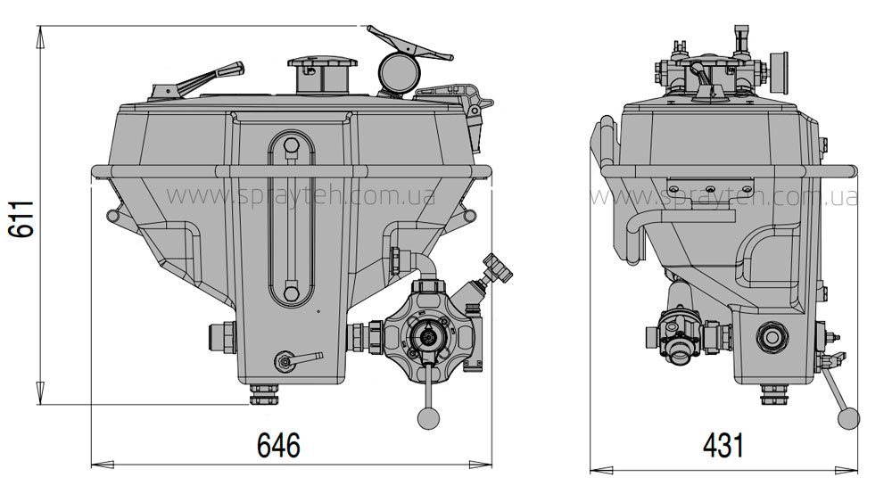 Розміри Міксер робочої рідини Polmac Compact 35