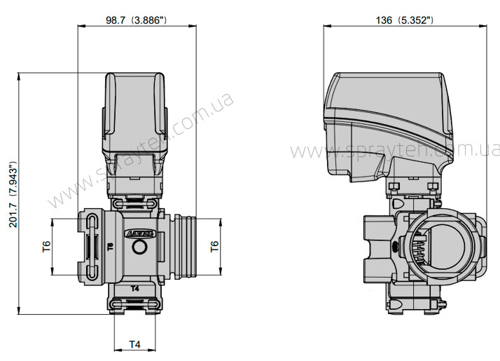 Розміри електроклапан Arag 873T101