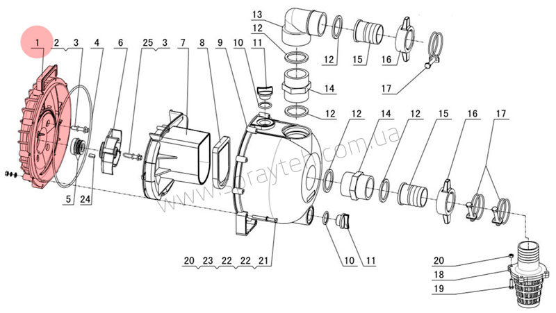 Задня кришка P-58-0703 30B помпи Pacer