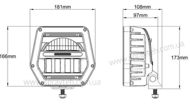 Розміри Led ліхтаря Kramp LA80075