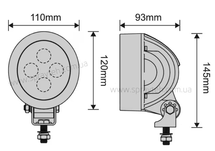 Розміри Ліхтар Led-фара Kramp LA10416