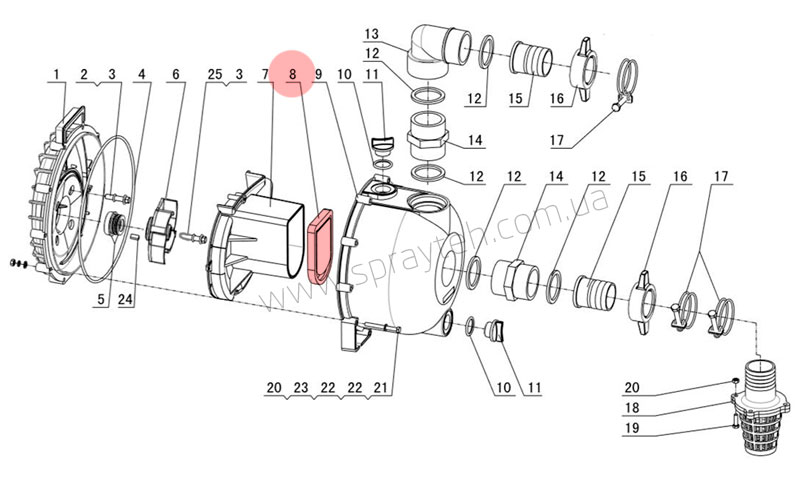 Клапан-заслонка P-58-0705 72 помпи Pacer
